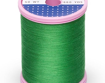 Bobina di filo di cotone 100% verde natalizio, peso 50, 660 iarde, filo di cotone e acciaio, filo per trapuntatura, filo per cucire