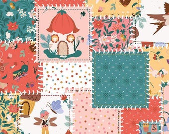 Riley Blake Designs Thimbelina & the Sewing Fairies Tessuto patchwork cucito a mano Multi Fairy, abiti, costumi, decorazioni per la casa, trapunte, 100% cotone