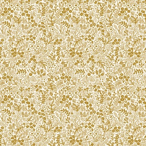 Tapestry Lace, Metallic Gold, by Rifle Paper Co., Basics 100% premium cotton fabric.