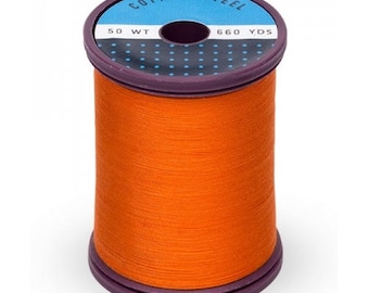 Orange Red 100% Cotton Thread, 50 Weight, 660 yards, Cotton and Steel thread, quilting thread, sewing thread