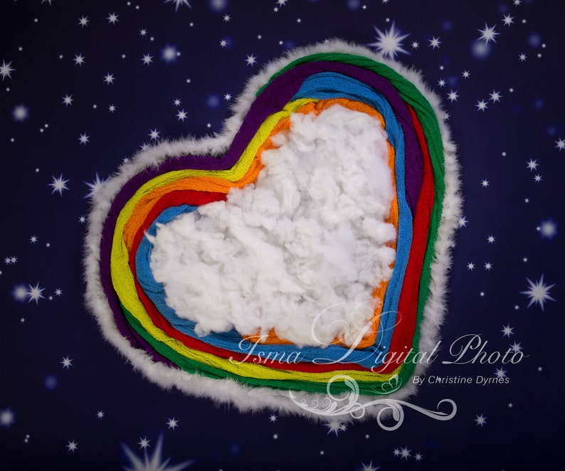 Rainbow Baby Heart And Stars Digital backdrop Newborn | Etsy