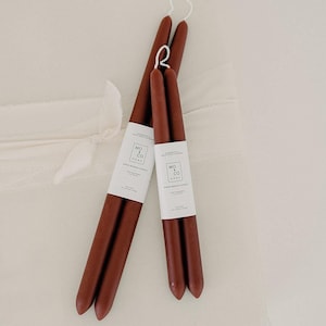Burgundy Beeswax Taper Candles: Hand-Dipped Festive Red Candles