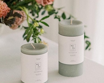 Beeswax Pillar Candles Beeswax Candle, Eucalyptus Green Pillar Candles, Spring Decor, Easter Table Candles, Natural Candles, Handmade in USA