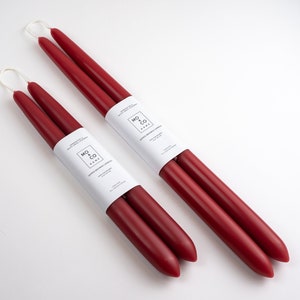 Berry Red Beeswax Taper Candles: Hand-Dipped Holiday Decor