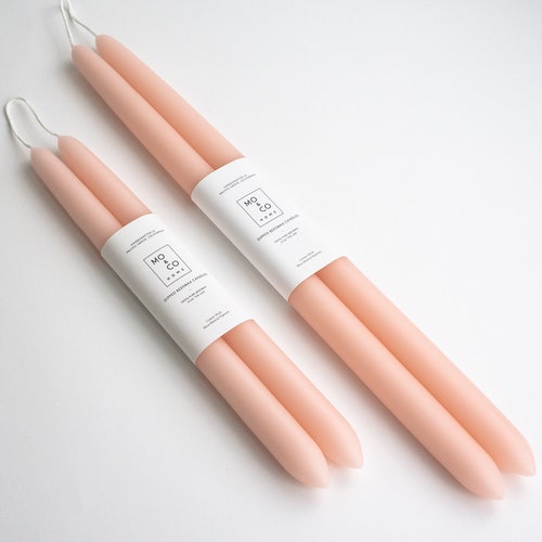 Pure Beeswax Candles Pair Dipped Taper Candles Green Candles Etsy