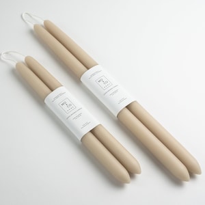 Hand-Dipped Beeswax Taper Candles: Clay Tan, USA Made, Clean Burning