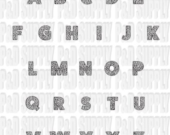 A-Z Alphabet Letter Monogram SVG, DXF Digital cut file for cricut or Silhouette svg, dxf - Animal Print - Leopard Print Alphabet Font