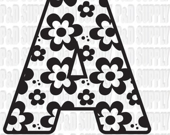A-Z Alphabet Letter Monogram SVG, DXF Digital cut file for cricut or Silhouette svg, dxf - Flower Alphabet Font
