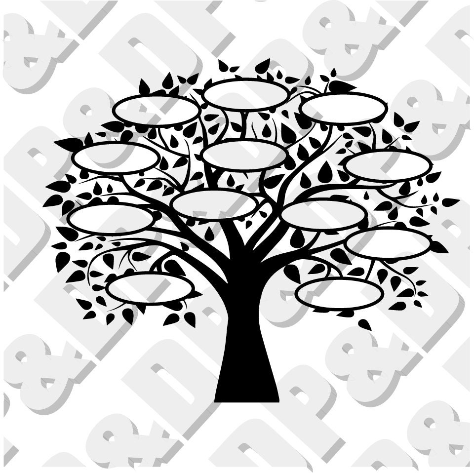 Download Black & White Family Tree 12 SVG DXF Digital cut file for | Etsy
