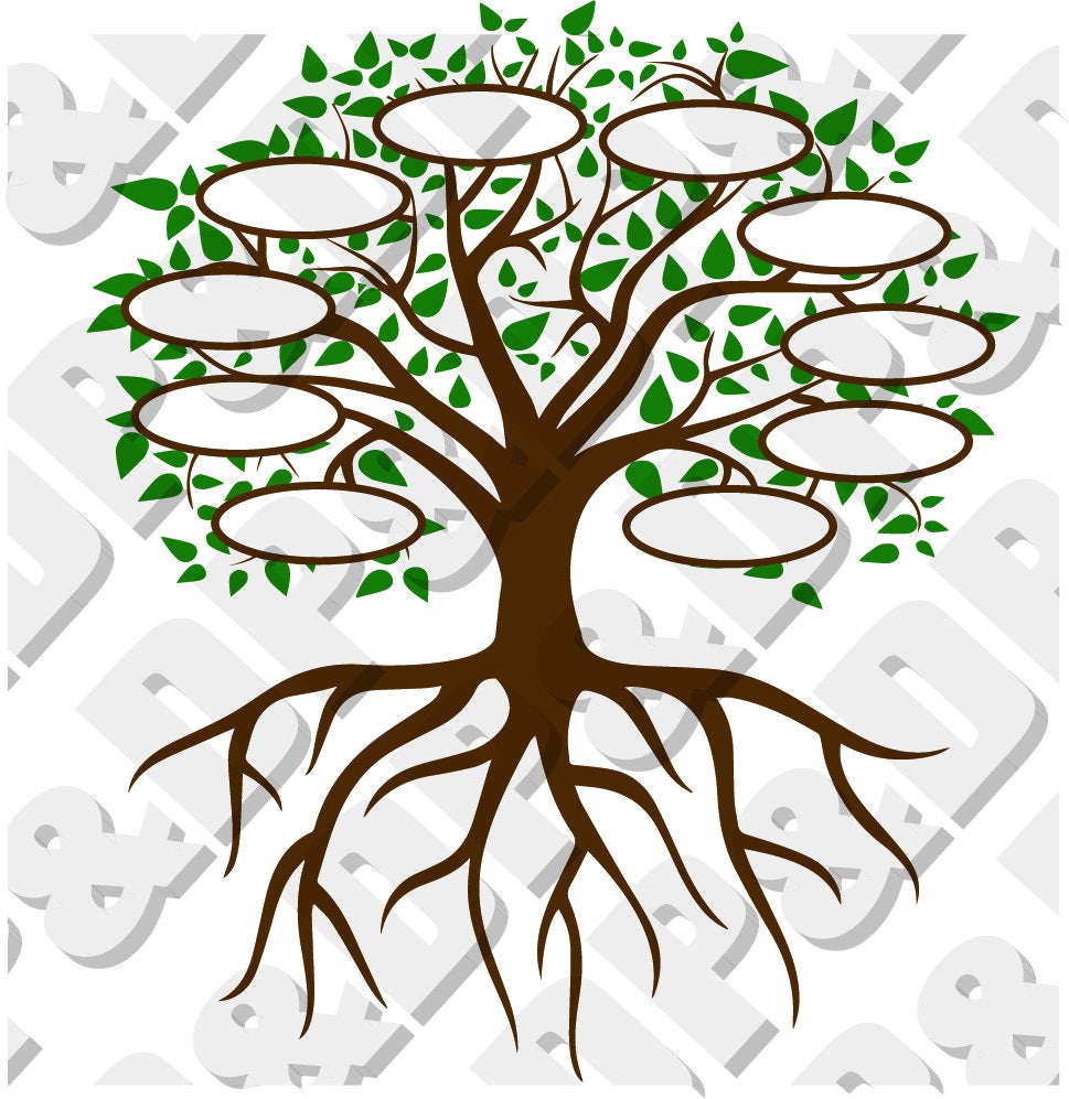 Family Tree 10 with roots svg eps pdf dxf jpg png | Etsy