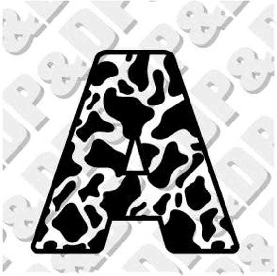 Download Split Animal Print Cow Print A-Z Alphabet Letter Monogram ...