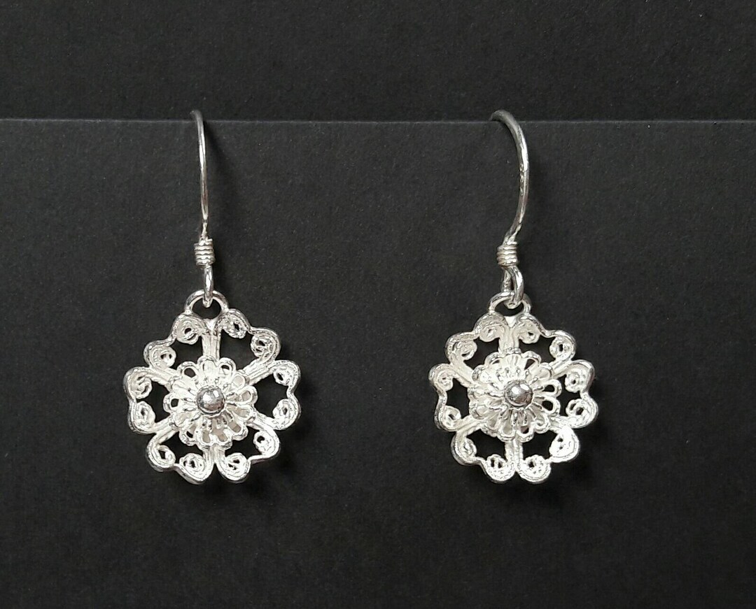 Silver Earrings Fine Silver 99.9% Silver Flower Earrings - Etsy