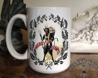 Krampus Standing, Merry Krampus 15 oz Coffee Mug