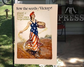 Garden Flag or Tapestry, Victory Garden Vintage Art
