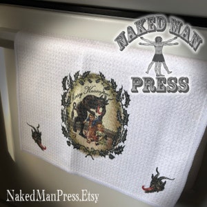 Tea Towel, Krampus With Basket, Waffle Weave Microfiber Gift Idea image 4