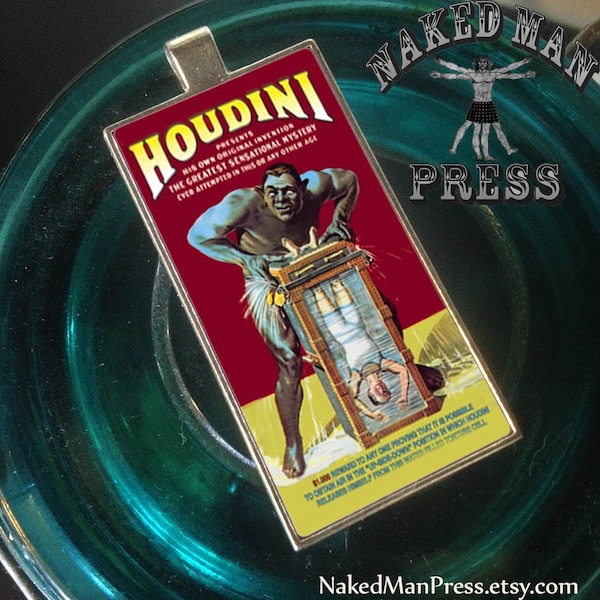 Houdini Poster, Chinese Water Torture Cell, Funky Chunky Statement Pendant