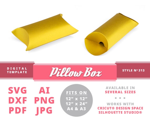 pillow box instant download printable digital box template diy etsy pillow box template pdf