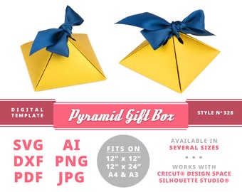 Pyramid Gift Box Template, DIY Papercraft (svg, dxf, pdf)