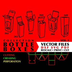 BOTTLE BOXES Collection of 19 Digital Download Template Files Drinkware Packaging Box Template Svg Gift Box Svg Files Box Dxf