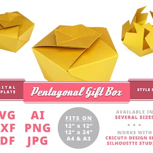 PENTAGONAL GESCHENKBOX Sofort Download Druckbare digitale Box Vorlage Cricut Silhouette Svg Dxf Cupcake Geschenkbox Cupcake Box Template Svg