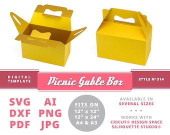 Picnic Gable Box Template: Printable Gift Box SVG DXF PDF (Digital Download)