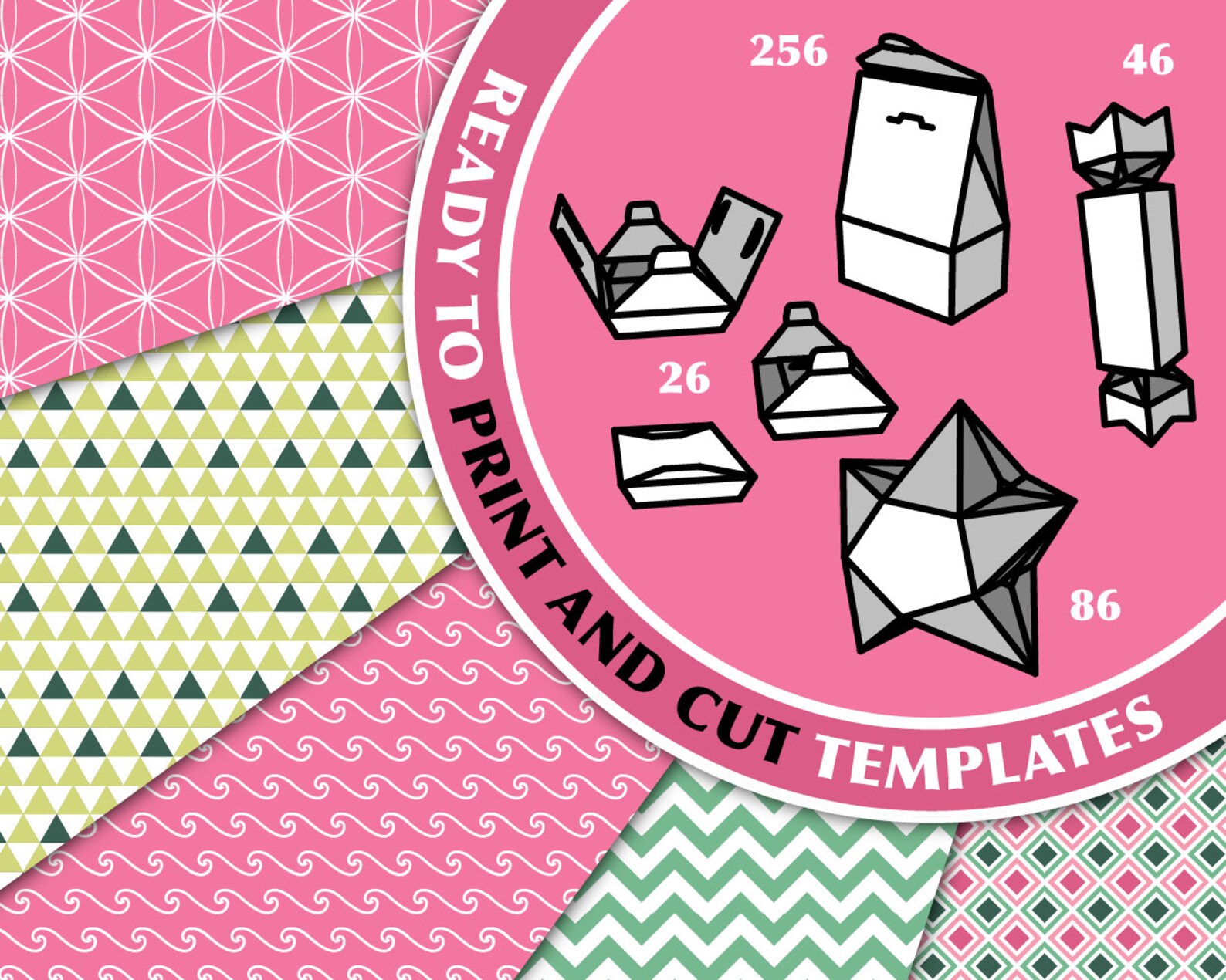 4 Party Favor Chocolate Boxes Foldable Package Instant Etsy