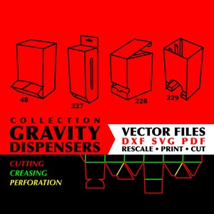 GRAVITY DISPENSERS Verzameling van 4 afdrukbare snijbestanden Svg Box File Box Svg-bestanden Gravity Display Box Verkoop Display Dxf