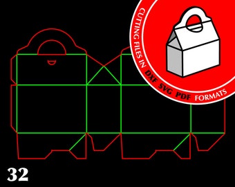Sweet Home Treat Box Template with Handle (SVG, DXF, PDF)