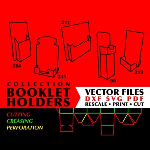 HOUDERS BOEKJE BROCHURE Collectie van 5 digitale download verpakking sjabloonbestanden digitale sjabloon Svg Box bestandsvak Dxf