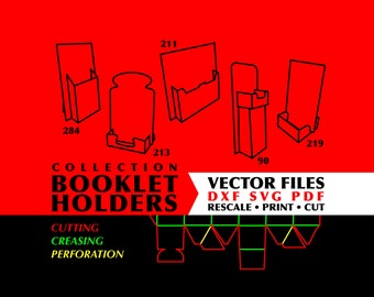 PORTE-BROCHURES LIVRET Collection de 5 fichiers de modèle d&#39;emballage en téléchargement numérique modèle numérique boîte de fichier Svg boîte Dxf
