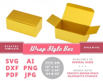 BOÎTE DE STYLE WRAP Téléchargement instantané Modèle de boîte numérique imprimable emballage Boîte pour cartes de réception Silhouette Svg Dxf Cricut
