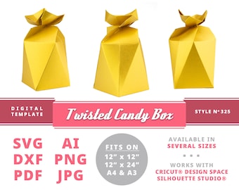 TWISTED CANDY BOX Svg Instant Download Printable Digital Box Template Cricut Silhouette Svg Box Dxf Baby Keepsake Box Diy Party Box