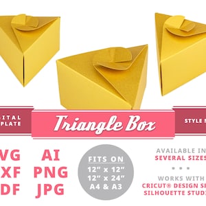 TRIANGLE BOX SVG Instant Download Printable Box for Wedding Gifts Digital Box Template Cricut Silhouette Dxf Pdf