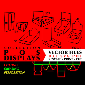POS DISPLAY DOZEN Verzameling van 13 digitale snijverpakkingssjablonen Weijcke digitale sjabloon Svg Box File Box Svg-bestanden