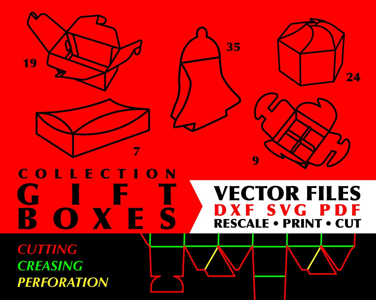 Boxes Included in Multiple File Types SVG PDF AI for Cricut and Silhouette Machines 12 Gift Boxes Digital Cut Files for Cutting Machines