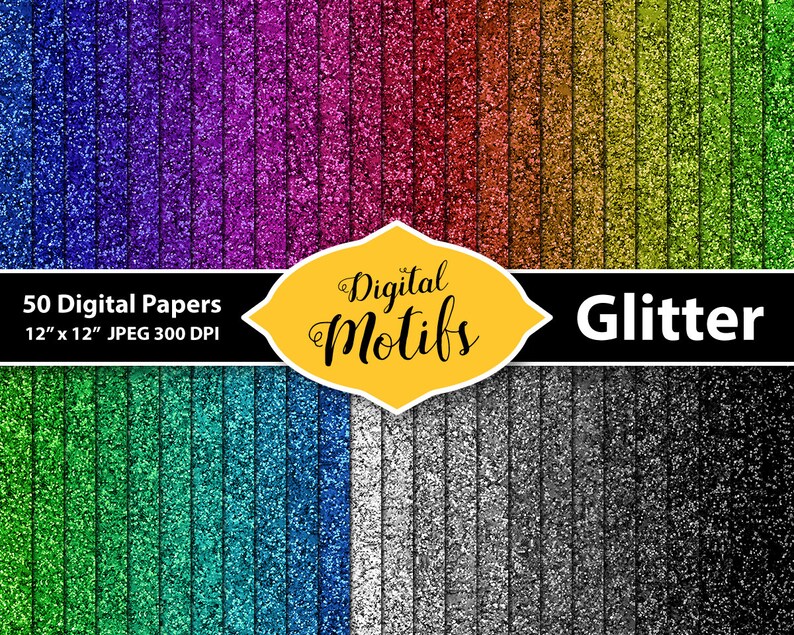 50 Glitter Digital Paper Glitter Clipart Sparkles Glitter Etsy