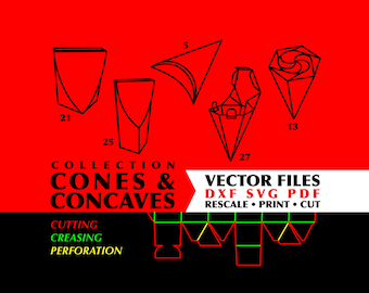 Cone Box Templates, Packaging SVG DXF PDF (Digital Download)