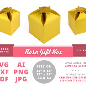 ROSE GIFT BOX Instant Download Printable Digital Box Template Cricut ...
