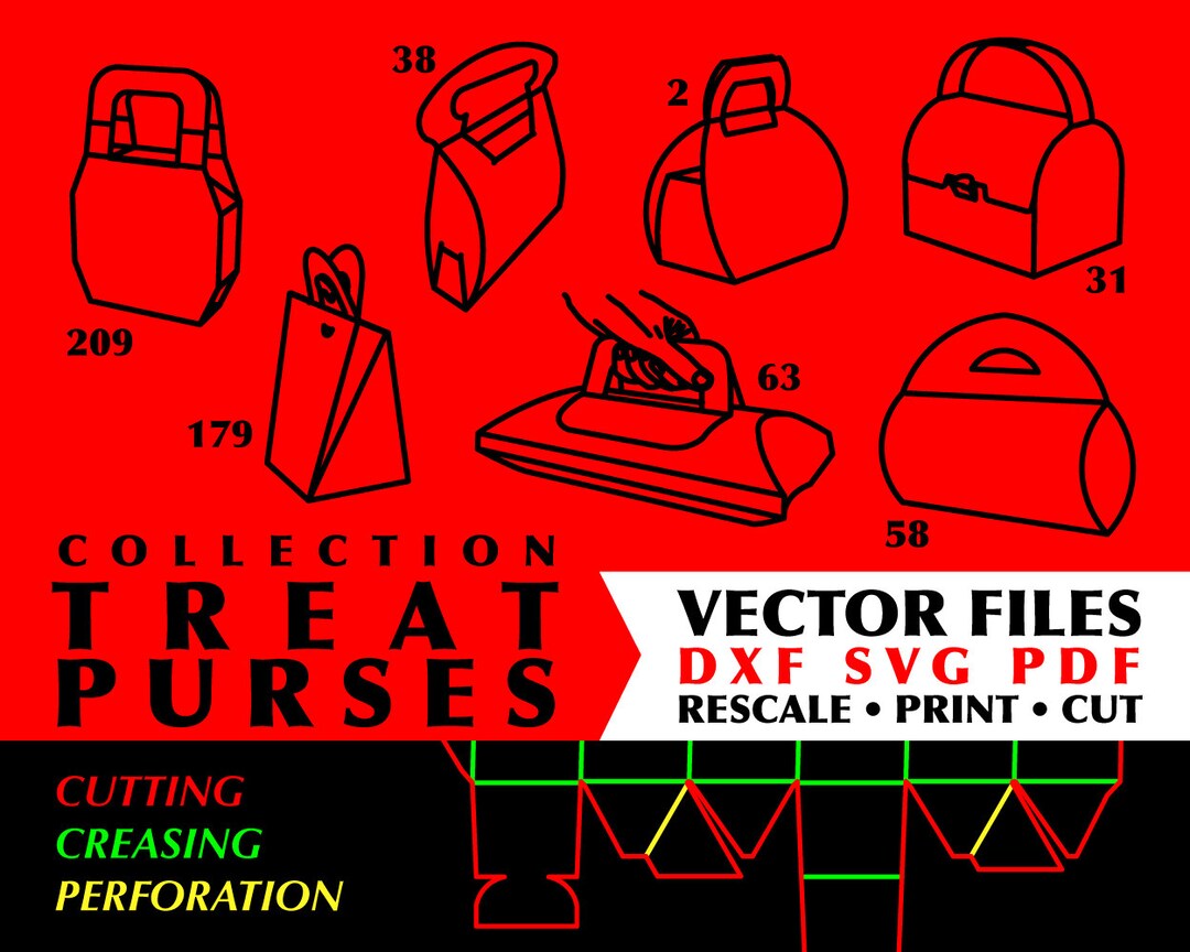 TREAT PURSES Paper Purse Template Box Templates Cricut Silhouette Svg ...