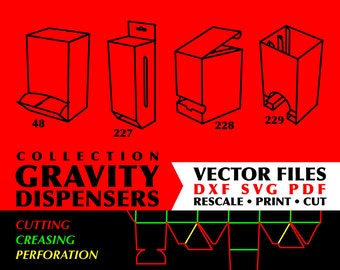 GRAVITY DISPENSERS Collection of 4 Printable Cutting Files Svg Box File Box Svg Files Gravity Display Box Sale Display Dxf