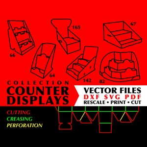 TELLER DISPLAYS Verzameling van 6 digitale Download Box Dxf Svg Box File Display Stand Sale Display Svg Display Stand Dxf