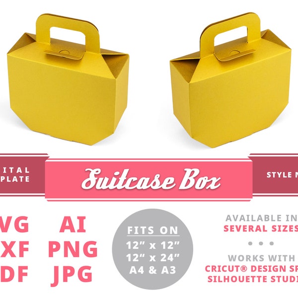 SUITCASE BOX Svg Instant Download Printable Digital Box Template Packaging Cricut Silhouette Dxf Custom Package Wedding Welcome Gift