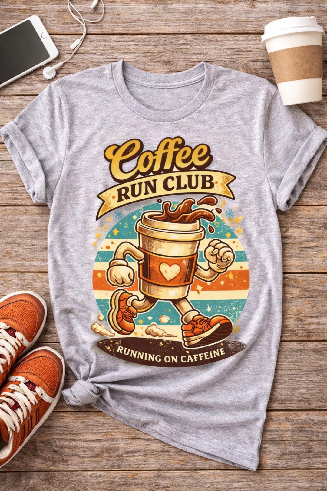 Coffee Run Club PNG | Running on Caffeine Graphic | Coffee Lover Runner ...