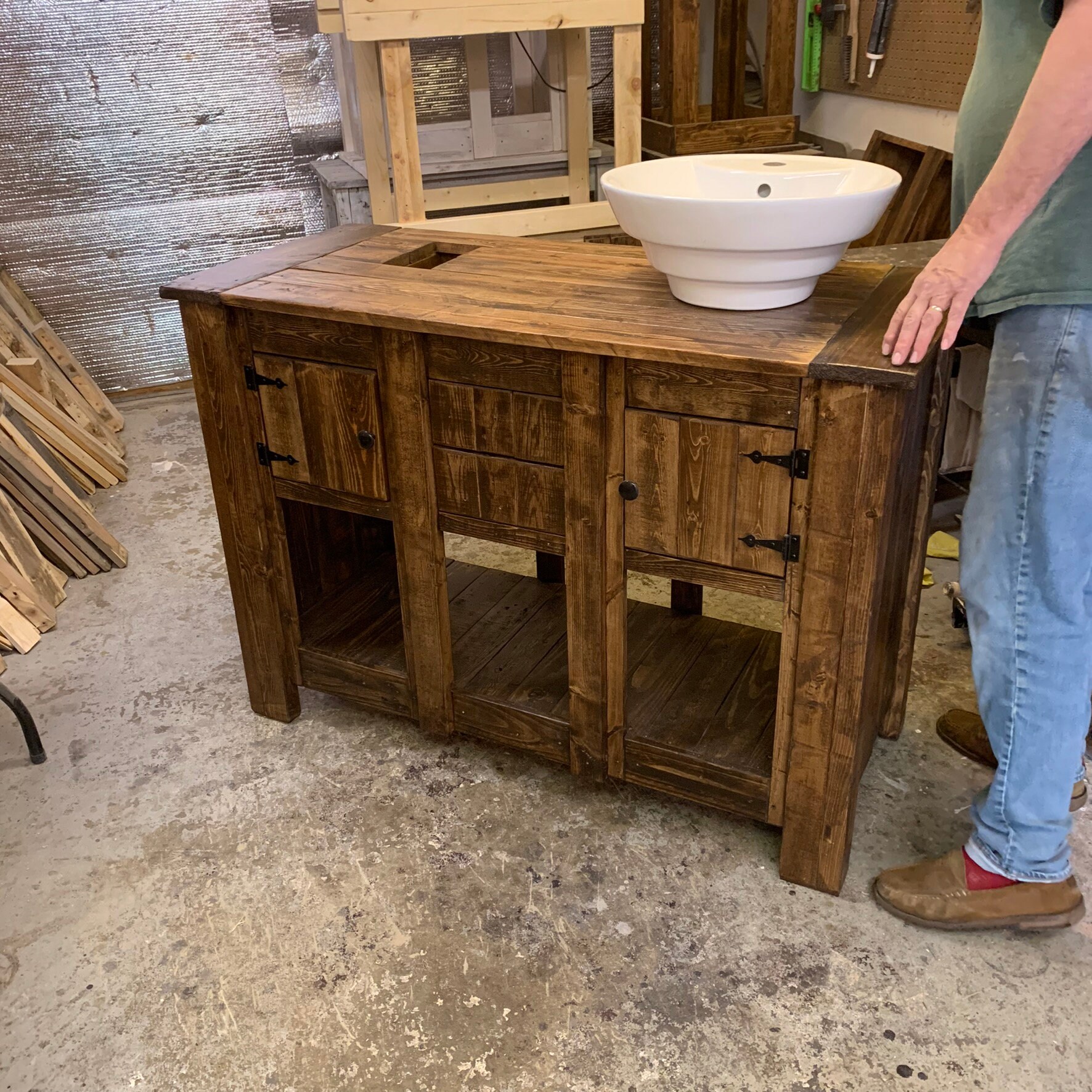 Davenport Reclaimed Bathroom Vanity Cabinet Wooden