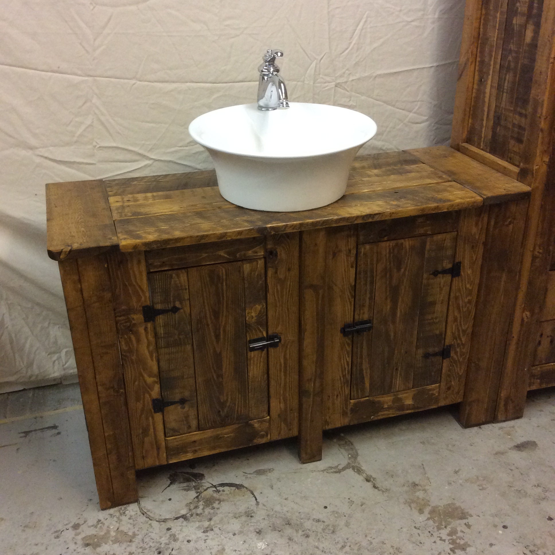 Rustic Reclaimed Wood Bathroom Vanity and Storage Cupboard Etsy
