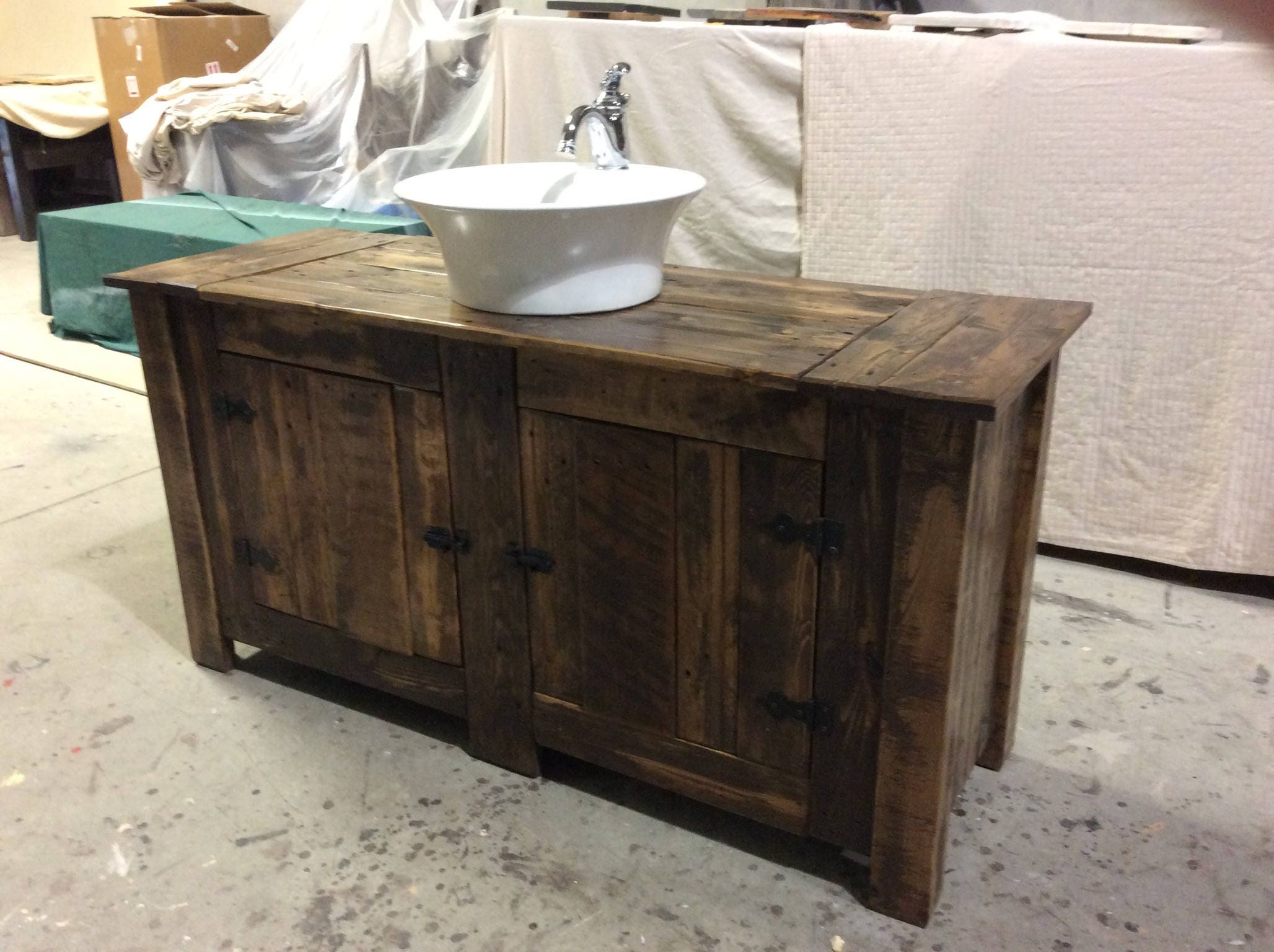 Solid Reclaimed Wood Bathroom Vanity Etsy Canada