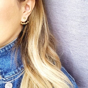 5 Ball Trend Earrings Sphere Earrings earing jacket Silver or Gold Plated Minimal stud earring Pearl ear jacket Ball drop earring front back