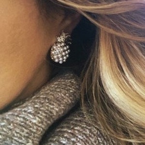 Gold Pineapple Pearl Stud Earrings: Summer Jewelry Gift