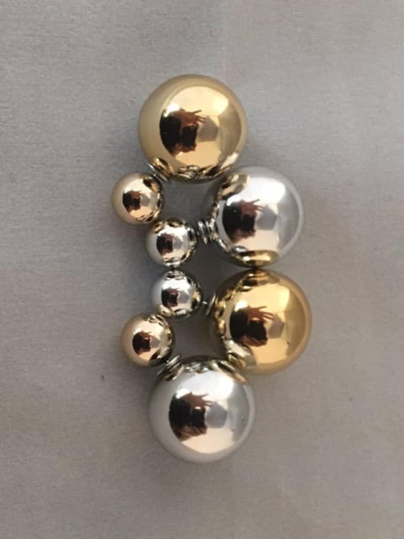 Double Sided Pearl Earrings Gold Silver Double Ball Stud White - Etsy