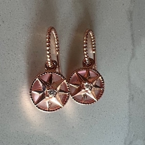 Compass Rose Earring Monogram Earrings 10k Gold Plated CZ 8 point compass earrings Delicate earrings